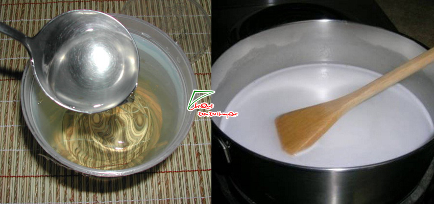 Nấu nước đường và nước cốt dừa